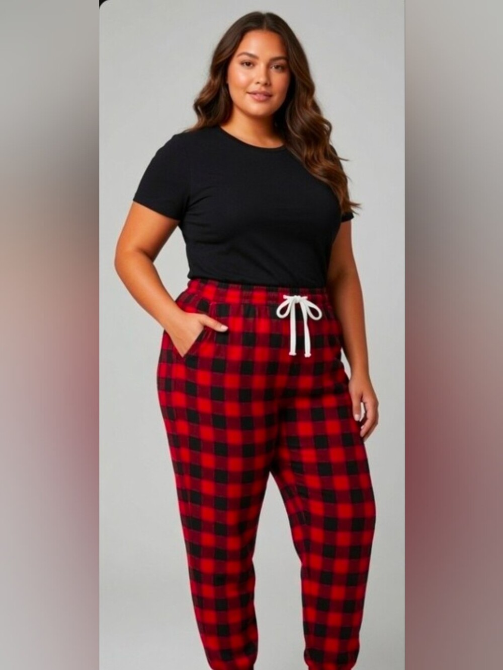 0275 Grayson Threads Red and Black Buffalo Plaid Pajama Bottoms